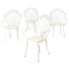 Chaises de jardin italiennes modernes du milieu du siècle en fer forgé blanc, années 1960