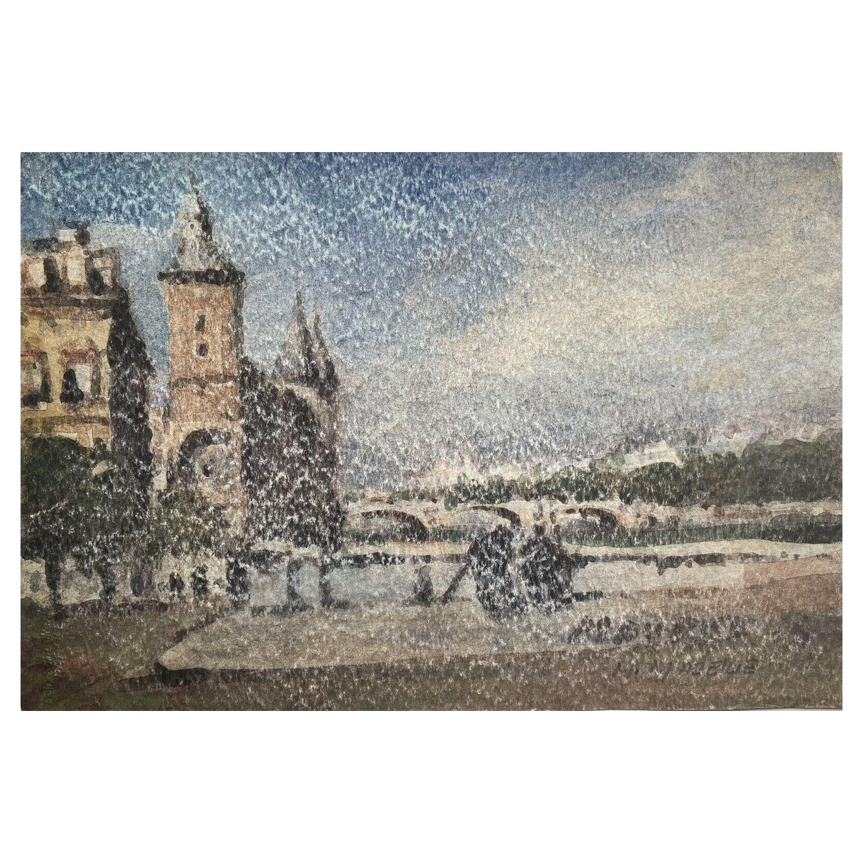 Maurice Mazeilie, French Impressionist City Landscape Scene For Sale