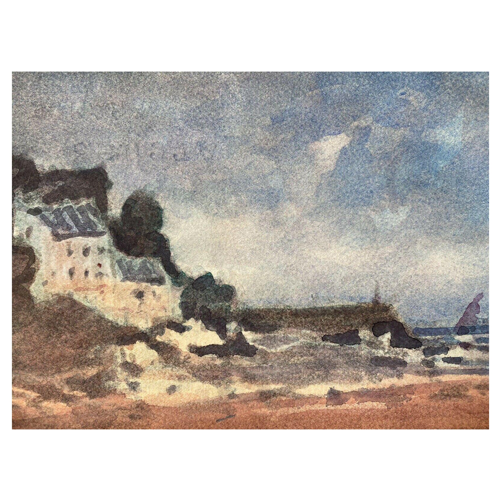 Maurice Mazeilie, Pintura impresionista francesa, Pueblo bretón en la costa