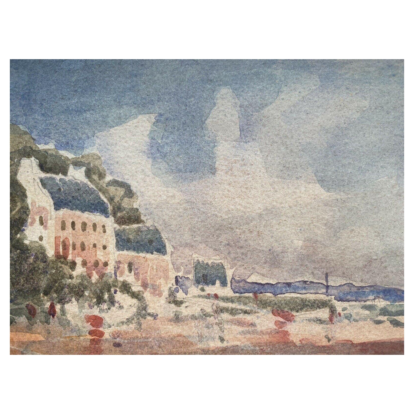 Maurice Mazeilie, French Impressionist Painting, Brittany Coastline Town For Sale