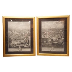 Pair of Prints of Roman Veduta Engravings in Giltwood Frames