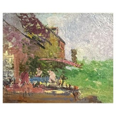 Französischer Impressionist, signiertes Ölgemälde, grüne Landschaft, Mazeilie
