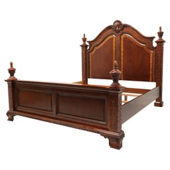 21st Century Carved Mahogany Traditional King Panel Bed