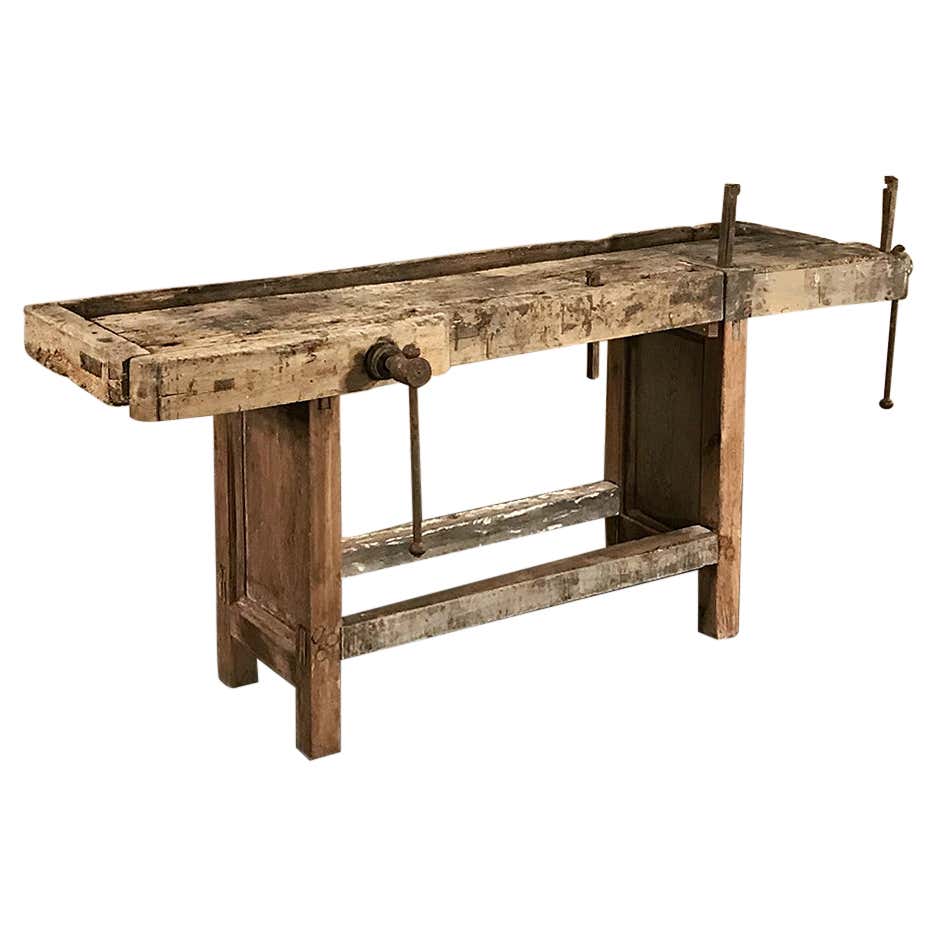 Antique Carpenter's Workbench, Solid Wood, German at 1stDibs