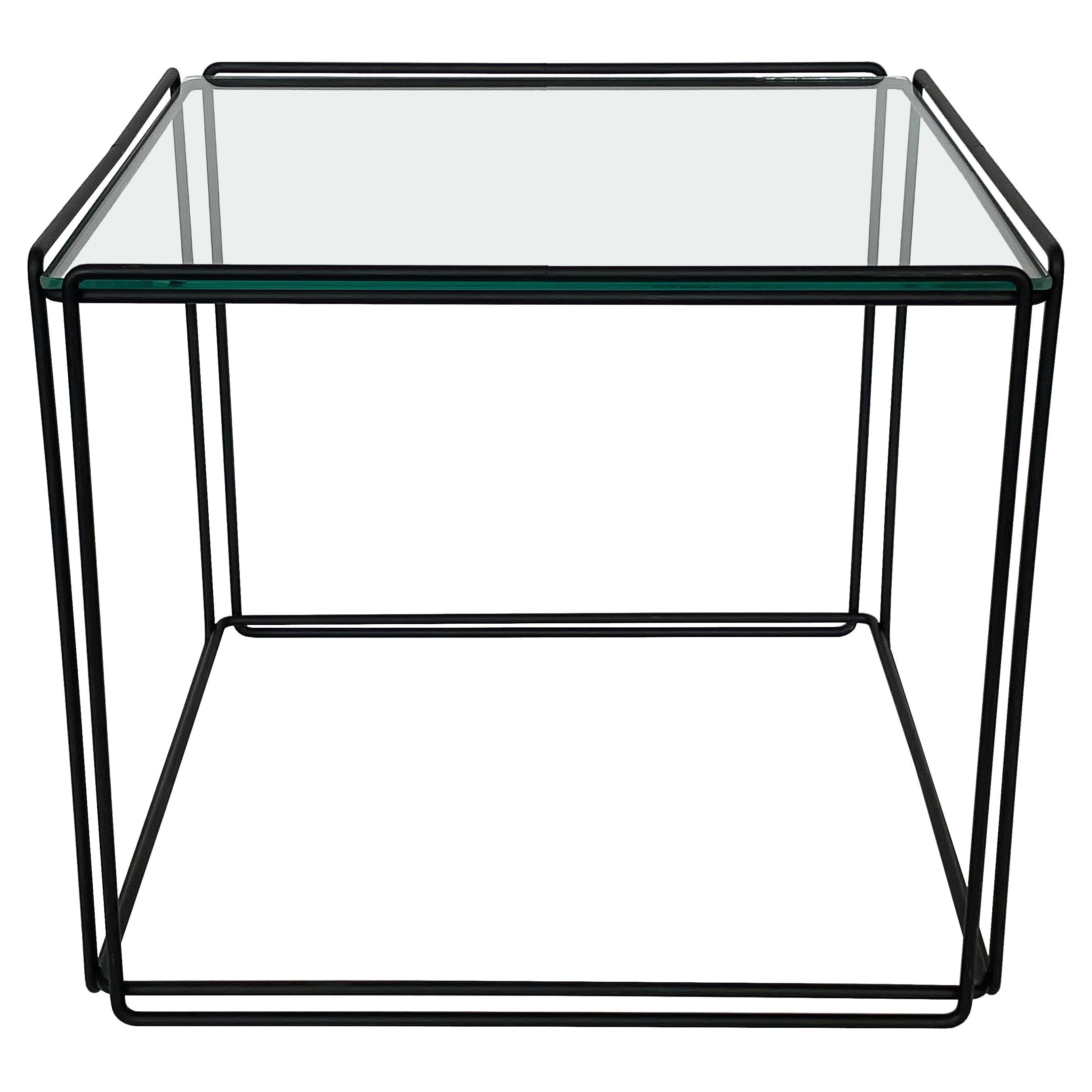 Max Sauze Isoceles Metal and Glass Cube Side Table