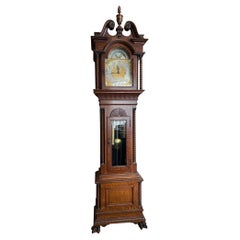 Antique Walter Durfee Tall Case 9-Tube Grandfather Clock Carved Intricately by Hand