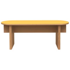 T-Top Bench or Coffee Table in Oak Veneered Plywood and Colorful Laminate