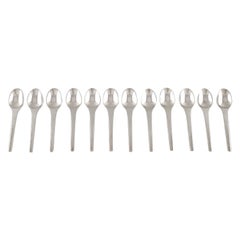 Twelve Georg Jensen Caravel Coffee Spoons in Sterling Silver