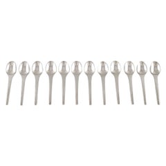 Twelve Georg Jensen Caravel Coffee Spoons in Sterling Silver