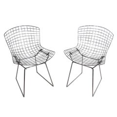Pr Knoll Bertoia Side Chairs in Bright Chrome Ca. 1970's