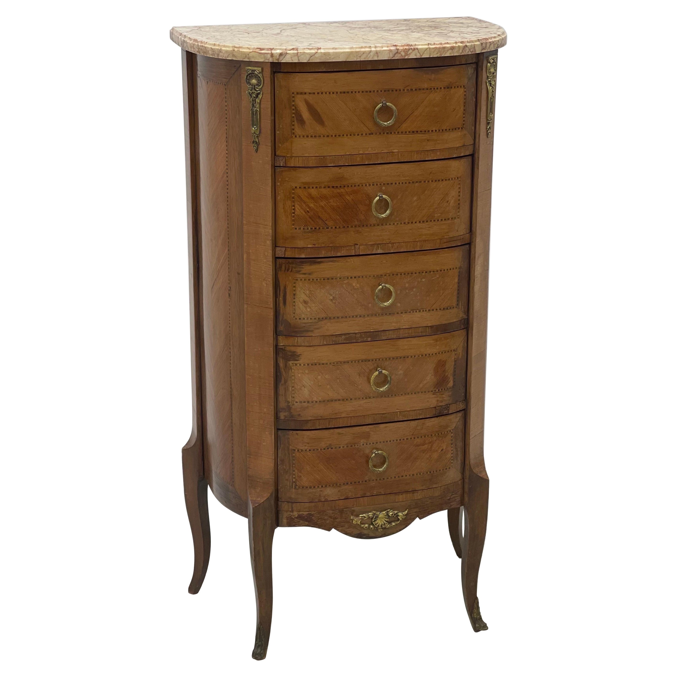 Edwardian Lingerie Chest Circa, 1900s Marble Top Dovetail Drawers Cabinet For Sale