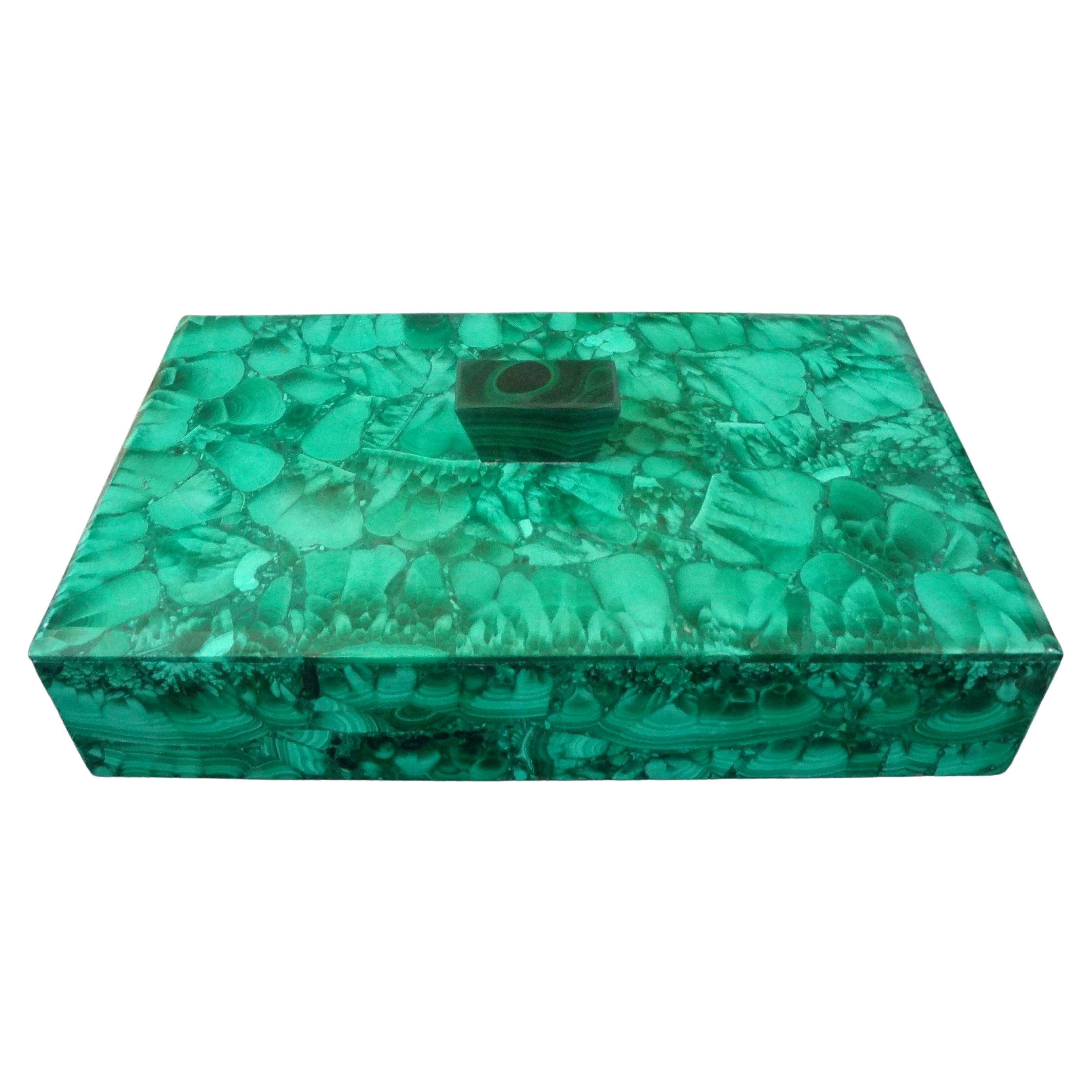 Vintage Decorative Malachite Box For Sale