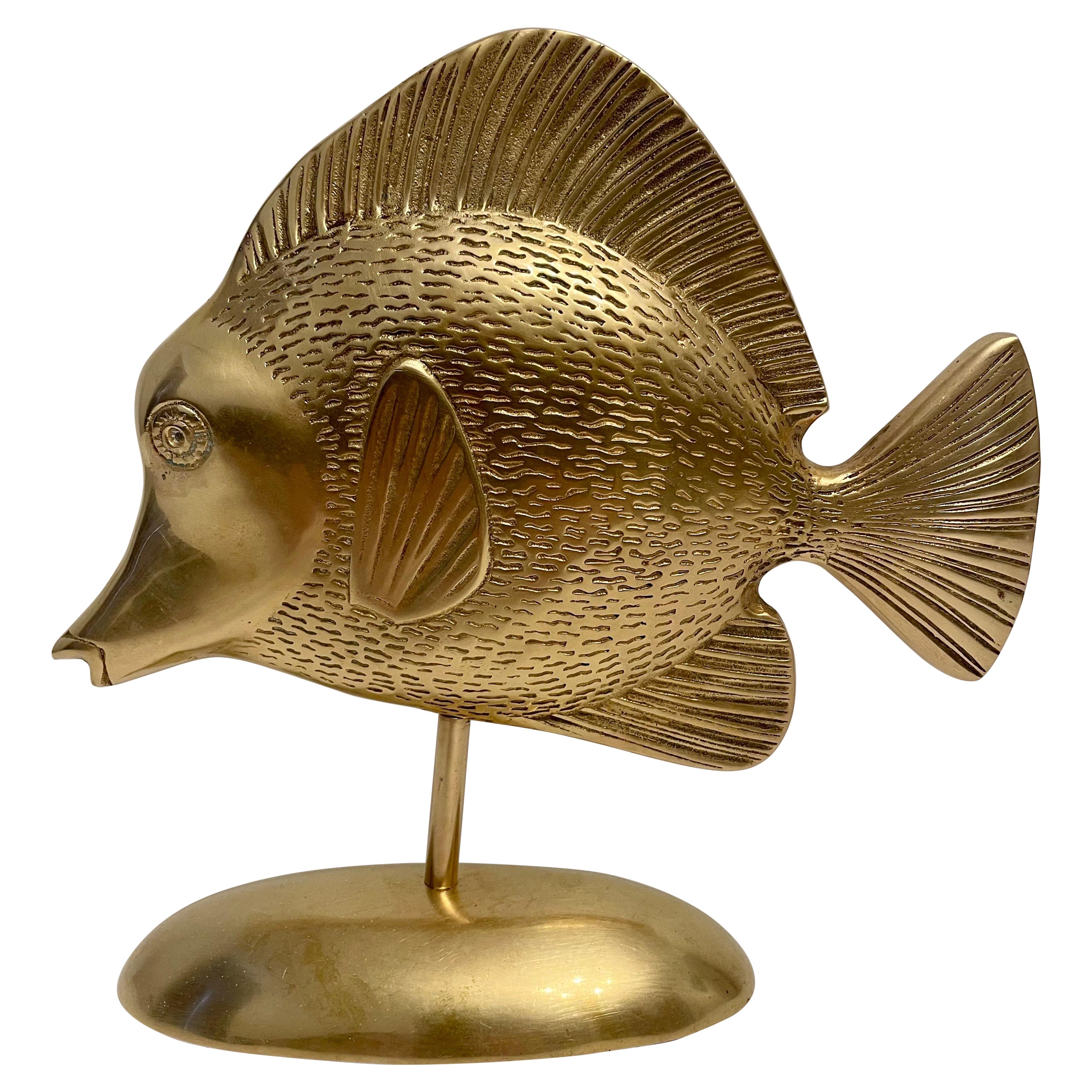 Brass Tropical Fish Sculpture on Stand