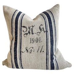 Vintage European Linen Grain Sack Pillow with Insert