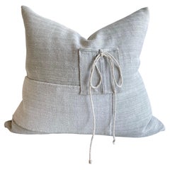 Original Patchwork Grain Sack Pillow with Linen and Down Feather Insert