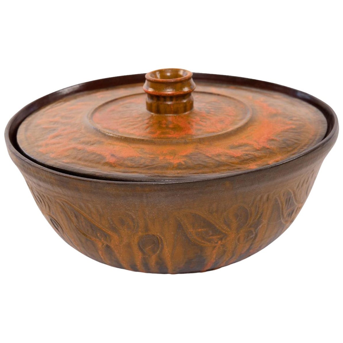 Large Ceramic Lidded MCM Bowl by Rose Cabat  For Sale