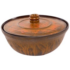 Large Ceramic Lidded MCM Bowl by Rose Cabat 