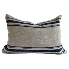 Vintage European Linen Grain Sack Pillow with Insert