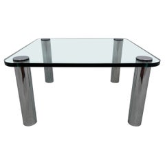 Leon Rosen Chrome and Glass Top Side or Small Coffee Table for Pace, 1970s