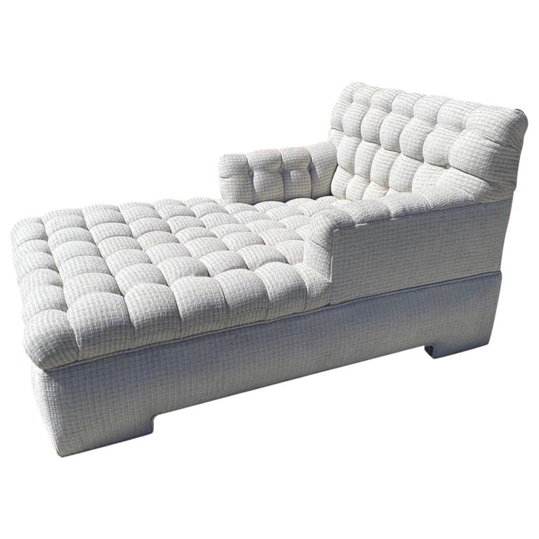 Steve Chase Tufted Chaise Lounge Made by A. Rudin New Upholstery For Sale