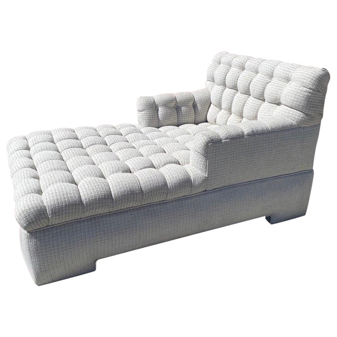 Steve Chase Designed Tufted Chaise Lounge Made by A. Rudin New Upholstery For Sale