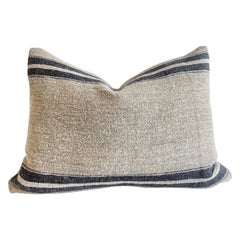 Antique European Linen Grain Sack Pillow with Insert