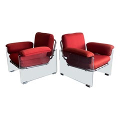 Pace Lucite Argenta Chairs, a Pair