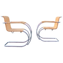 Early Thonet S533 RF Vintage Cane Armchair Chair Mies van der Rohe Set of 2