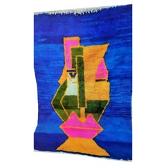 Mid-Century Moroccan Hand-Knotted Rug