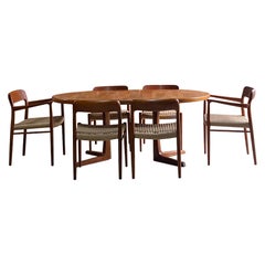 Niels Moller Dining Table and Model 56 & Model 75 Teak Dining Chairs, 1960