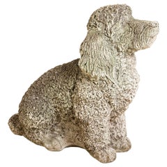 Antique Cocker Spaniel Dog Cast Stone Garden Ornament
