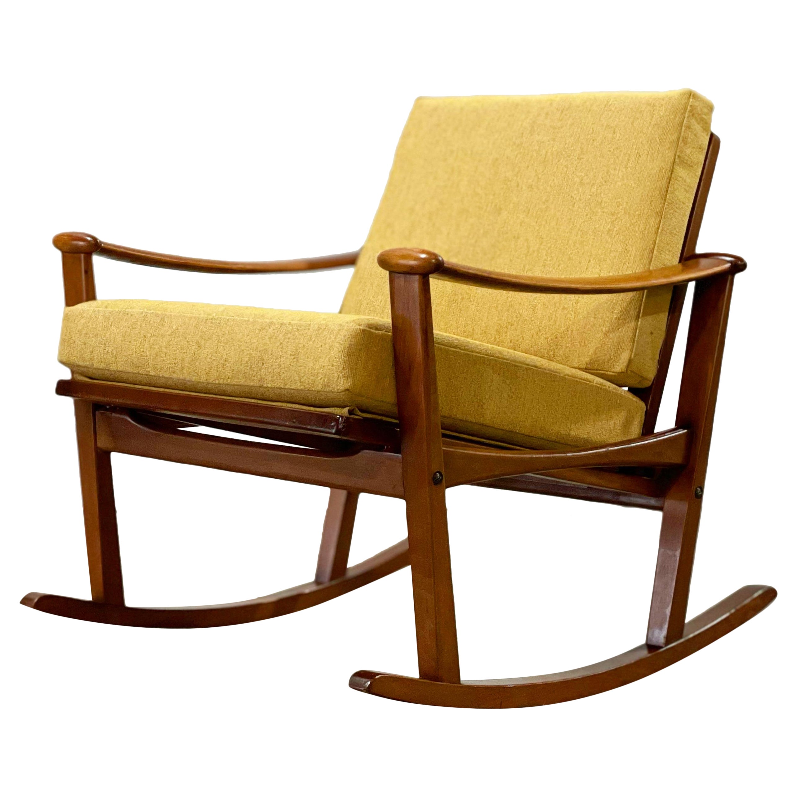 Danish Modern Rocking Chair by M. Nissen - Solid Teak Rocker - After Finn Juhl