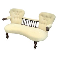 Antique Rosewood Deep Buttoned Settee Of Small Proportions