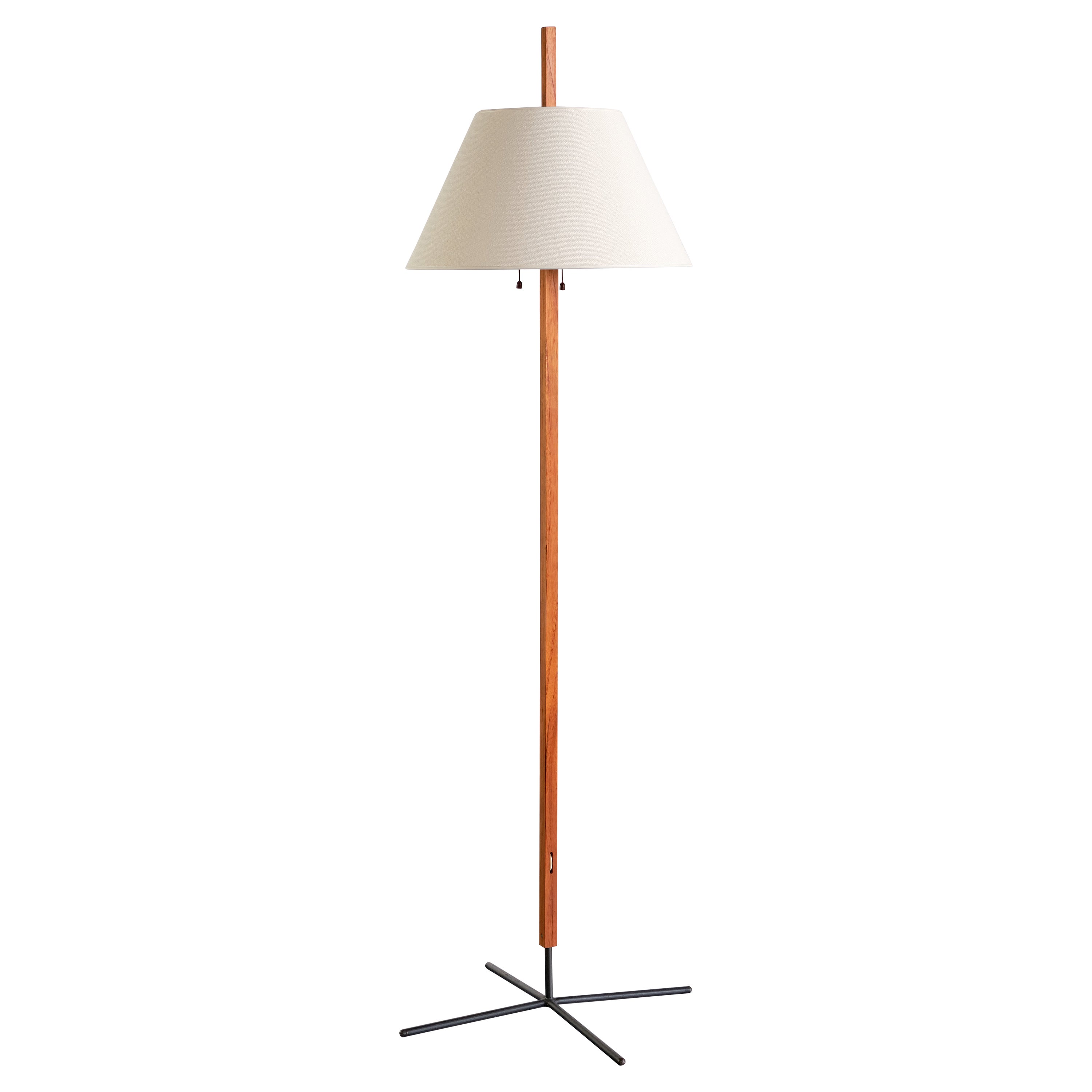 Hans Agne Jakobsson 'G35' Floor Lamp in Teak and Iron, Markaryd, Sweden, 1960s