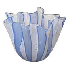 Retro Blue Fazzoletto Murano Modern Handkerchief Vase