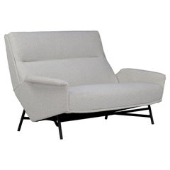 Mid-Century Modern Lounge Sofa in Re-Upholstered Bouclé by Guy Besnard 1959