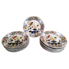 Vintage Faenza Italian Ceramic 11 Hand Painted Dessert Plates With "Garofano" Decoration