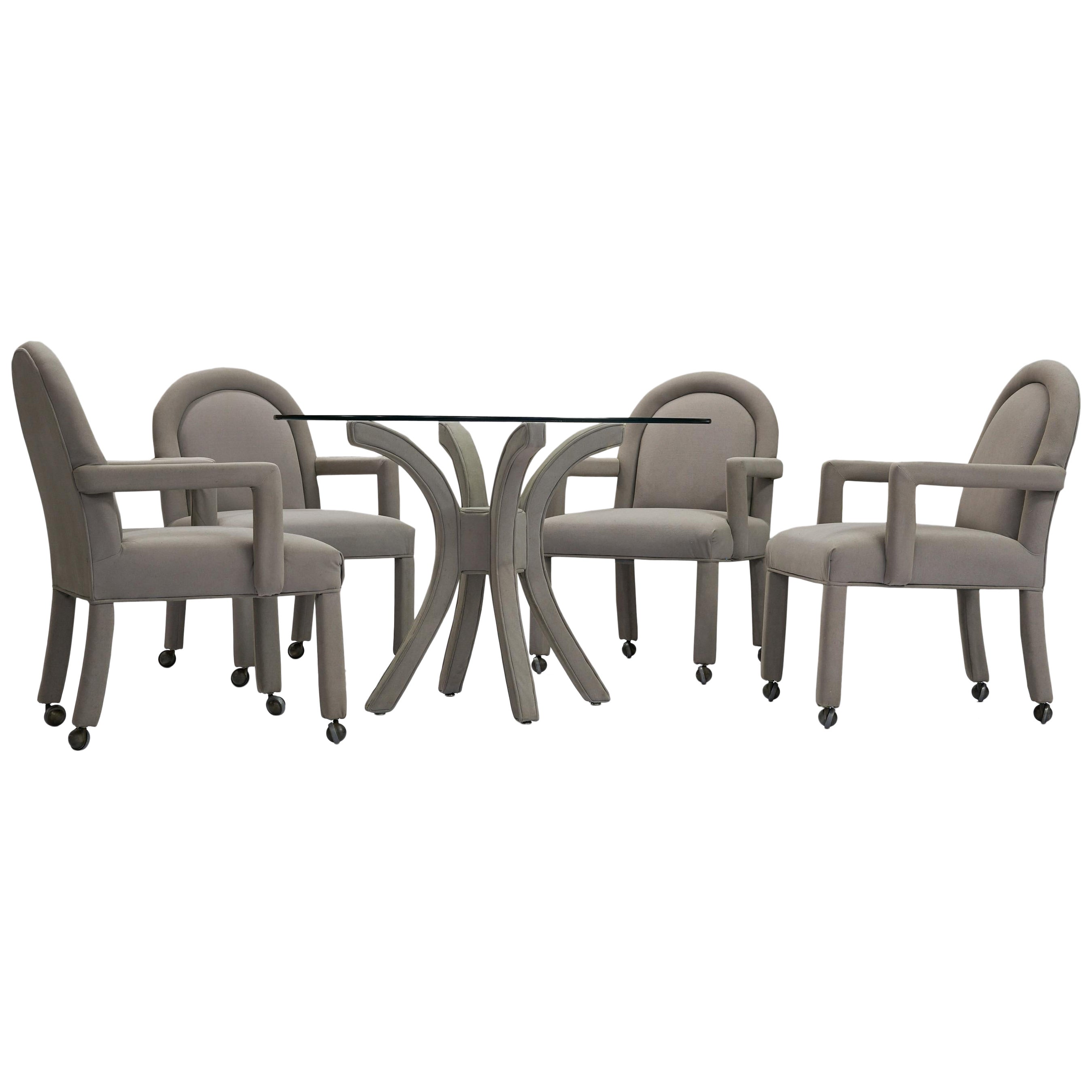 Dining Table and Chairs in the Style of Milo Baughman For Sale