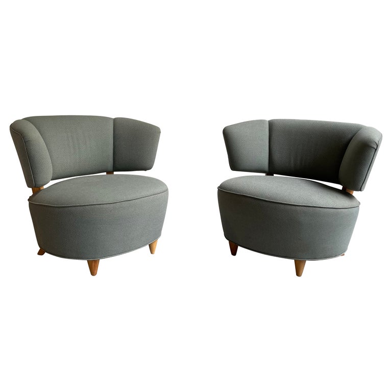 Gilbert Rohde for Herman Miller Upholstered Slipper Chairs For Sale