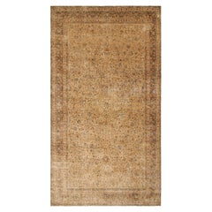 Tappeto persiano antico e sovradimensionato Kerman Lavar, marrone con fiori - Rug & Kilim