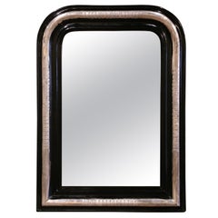 19th Century French Louis Philippe Blackened and Engraved Silvered Wall Mirror 
