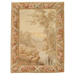 19th Century Aubusson Tapestry, Handmade, Ivory, Taupe, Cream
