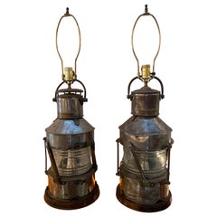 Pair of British Nautical Ships Lantern Lamps