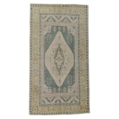 Vintage Turkish Oushak Rug, Biophilic Design Meets Subtle Shibui