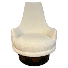 Adrian Pearsall Newly Upholstered in Ivory Boucle Fabric Swivel Chair