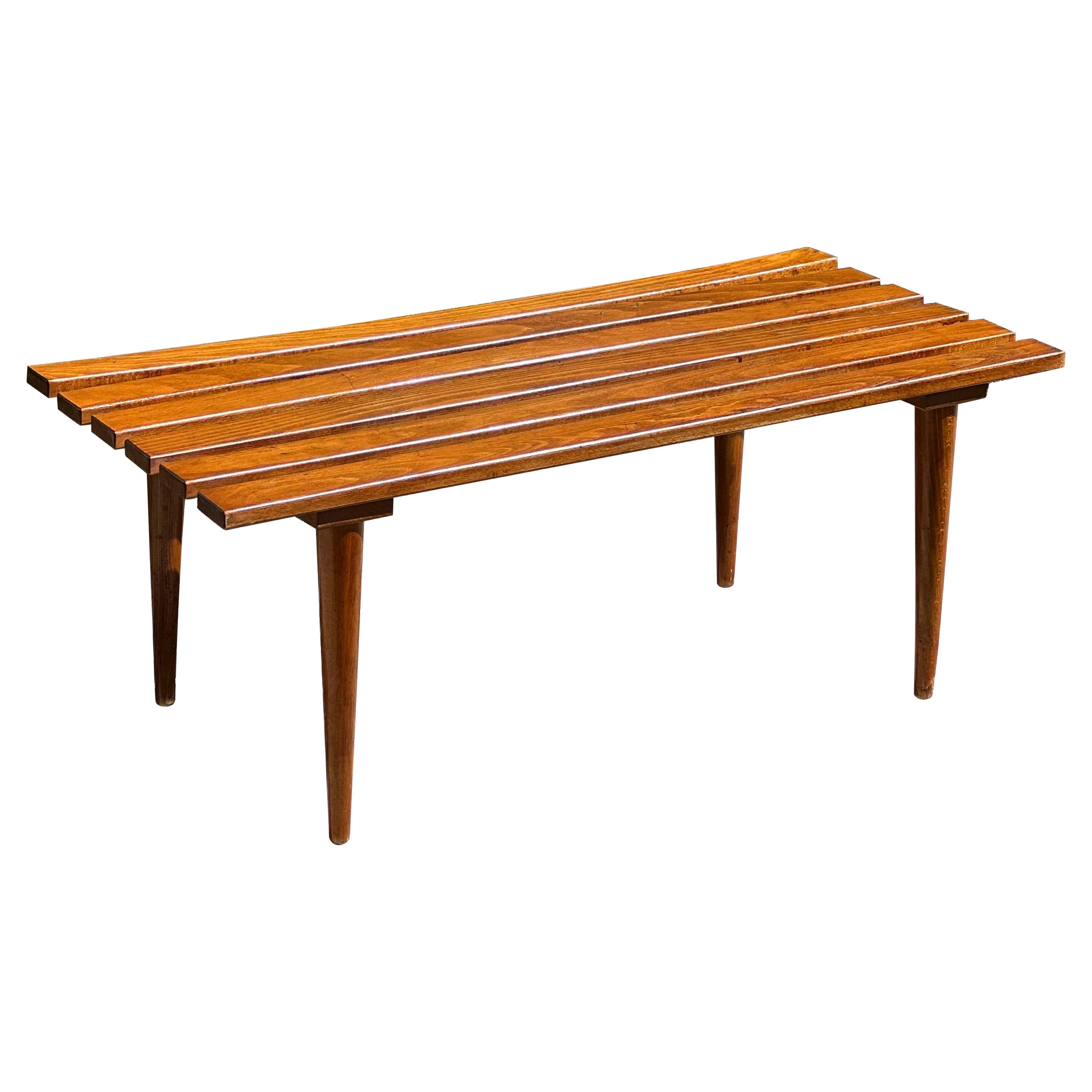 Vintage Mid-Century Modern Slat Bench or Coffee Table For Sale