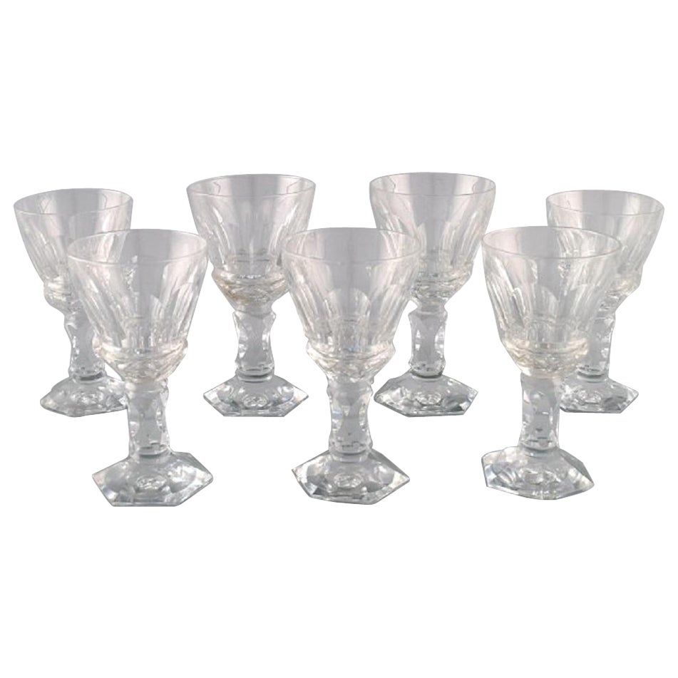Baccarat, France, Seven Art Deco White Wine Glasses in Crystal Glass
