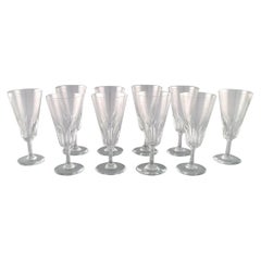 Baccarat, France, 10 Art Deco Champagne Flutes in Clear Crystal Glass