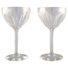 Baccarat, France, Two Art Deco Red Wine Glasses in Clear Crystal Glass