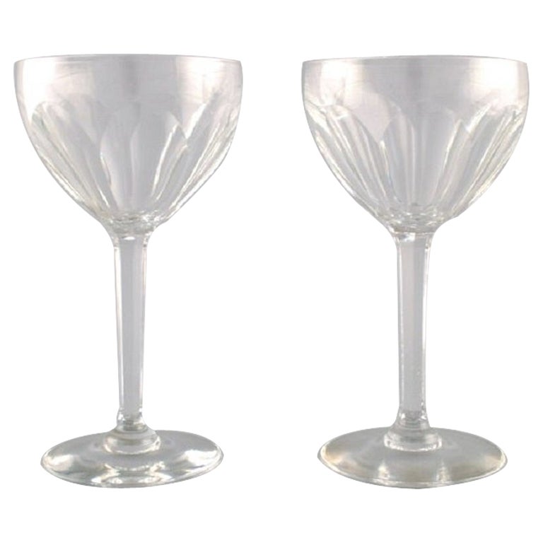 Baccarat, France, Two Art Deco Red Wine Glasses in Clear Crystal Glass